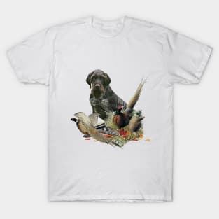 German Wirehaired Pointer with pheasant T-Shirt